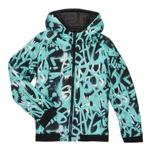 NWT Guess Big Boys All Over Printed Reversible Padded Jacket - Black 18